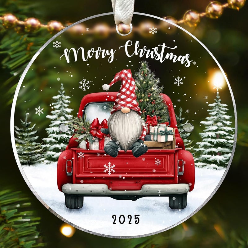 SUCHAGIFT Gnome Christmas Ornaments, Gnome Ornaments for Christmas Tree - Gnomes Gifts for Women, Men, Lovers - Acrylic Xmas Ornament 2025 - Image 1